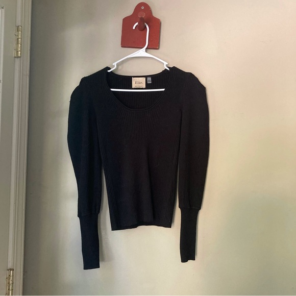 Elie Tahari Black Puff Sleeve Sweater XS NWOT - Picture 1 of 5